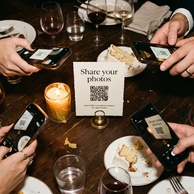 Collecting photos from wedding guests with a QR code album