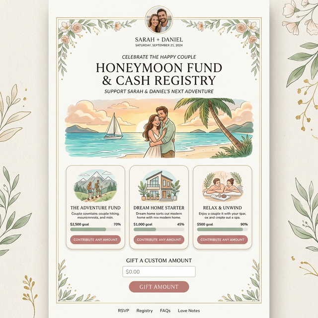 Honeymoon Fund and Cash Registry
