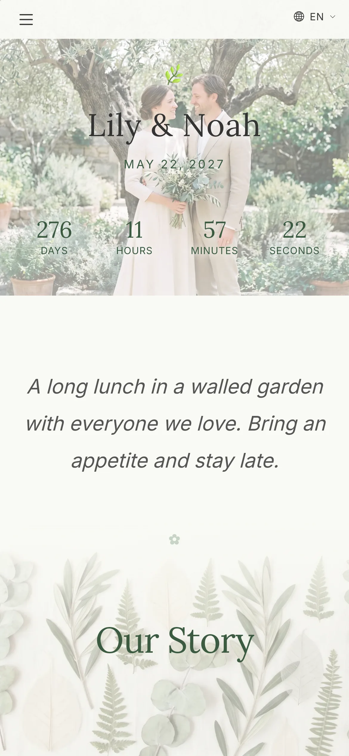 Garden Party template on a phone